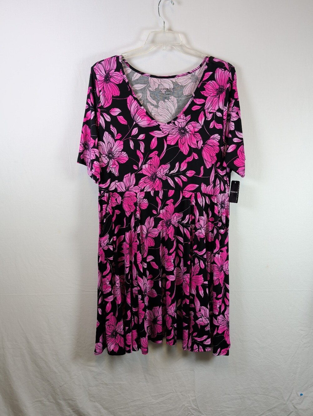 Torrid Mini Super Soft Skater Dress - 3X 3 22-24 - Kiara Floral Deep Black